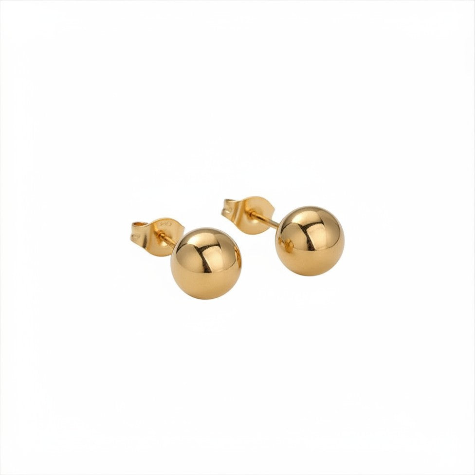 Aretes bolita en oro o plata