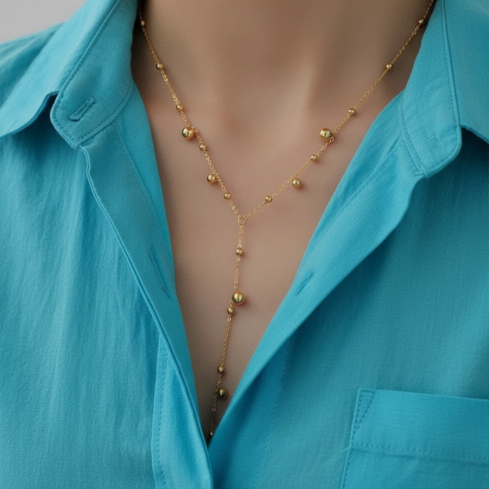 Cadena Y de bolitas oro o plata