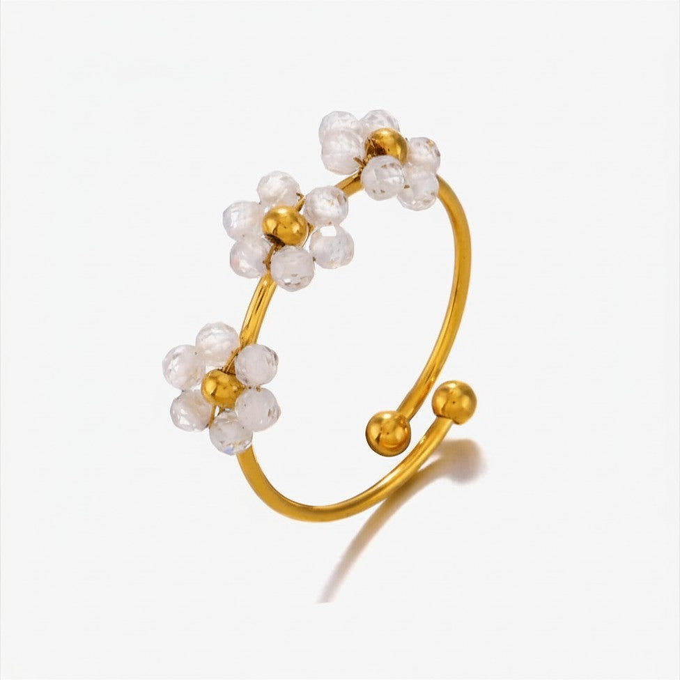 Sortija Floral Diferente Colores en Stainless Steel